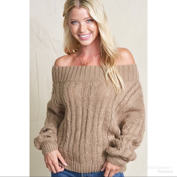 ❤️NEW! Off Shoulder Slouchy Cable Knit Sweater! - Picture 2 of 5